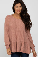 Mauve Tiered Long Sleeve Top