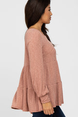 Mauve Tiered Long Sleeve Top