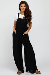 Black Wide Leg Maternity Overalls