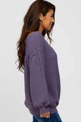 Lavender Wide Neck Exposed Shoulder Seam Sweater