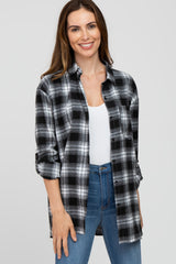 White Black Plaid Button Down Top