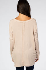 Beige Waffle Knit Button Front Cardigan