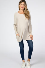 Cream Pocketed Dolman Sleeve Maternity Top