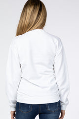 White"Boy Mama" Fleece Maternity Sweatshirt