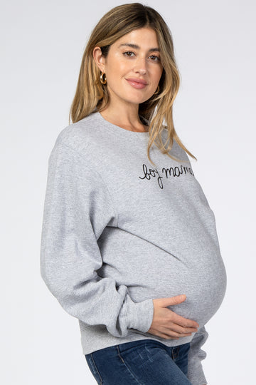 Heather Grey "Boy Mama" Fleece Maternity Sweatshirt