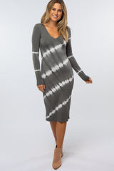 Grey Tie Dye Maternity Midi Dress