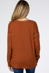 Rust Waffle Knit Long Sleeve Maternity Top