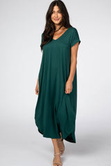 Forest Green Side Slit Maternity Maxi Dress