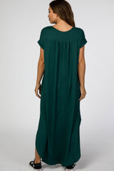 Forest Green Side Slit Maternity Maxi Dress