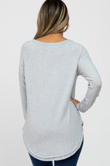 Heather Grey Hi-Low Rounded Raw Edge Hem Top