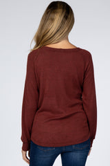 Burgundy Brushed Waffle Knit Maternity Top