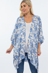 Blue Floral Cuffed Maternity Cover Up