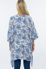 Blue Floral Cuffed Maternity Cover Up