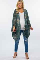 Forest Green Floral Print Maternity Cover Up