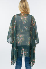 Forest Green Floral Print Maternity Cover Up