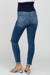 Blue Distressed Knee Maternity Skinny Jeans