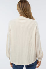 Ivory Ribbed Mock Neck Top