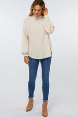 Ivory Ribbed Mock Neck Top