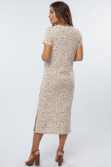 Taupe Animal Print Maternity Midi Dress