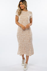 Taupe Animal Print Maternity Midi Dress