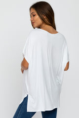 White Short Sleeve Boatneck Maternity Top