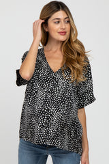 Black Animal Print Maternity Blouse