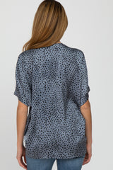 Blue Animal Print Maternity Blouse