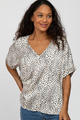 Ivory Animal Print Maternity Blouse