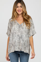 Ivory Animal Print Maternity Blouse