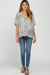 Ivory Animal Print Maternity Blouse