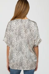 Ivory Animal Print Maternity Blouse