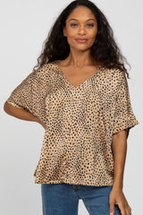 Taupe Animal Print Blouse