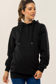 Black Oversized Maternity Hooded Sweatshirt