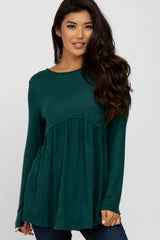 Forest Green Soft Brushed Long Sleeve Maternity Babydoll Top