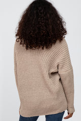 Mocha Soft Knit V-Neck Sweater