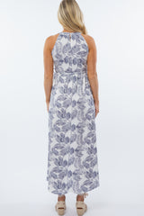 White Floral Empire Maternity Maxi Dress