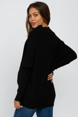 Black Funnel Neck Dolman Sleeve Maternity Sweater