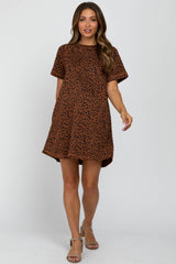 Camel Animal Print T-Shirt Maternity Dress