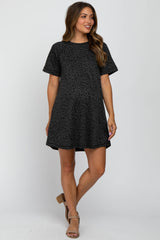 Charcoal Animal Print T-Shirt Maternity Dress