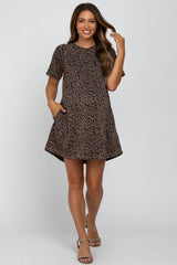 Mocha Animal Print T-Shirt Maternity Dress