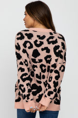 Pink Animal Print Oversized Maternity Sweater