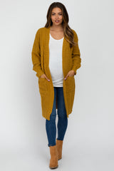 Yellow Mixed Knit Chunky Maternity Cardigan