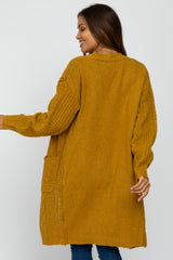 Yellow Mixed Knit Chunky Maternity Cardigan