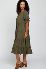 Olive Tiered Midi Dress