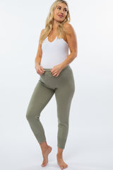 Light Olive Knit Maternity Joggers