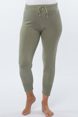 Light Olive Knit Maternity Joggers