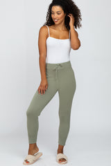 Light Olive Knit Maternity Joggers