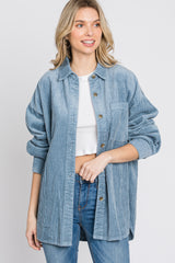 Light Blue Corduroy Maternity Shacket