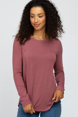 Dark Mauve Basic Long Sleeve Top