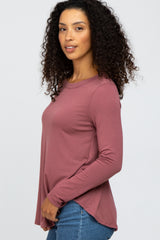 Dark Mauve Basic Long Sleeve Top